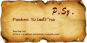 Paskes Szimóna névjegykártya